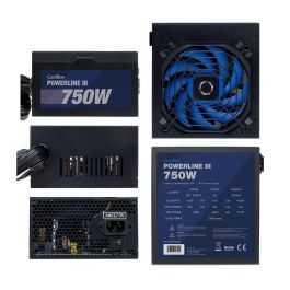 COOLBOX Fuente de Alimentación 750W Powerline3 COO-FAPW3-750 85+ ATX PFC Activo 6 SATA 12CM