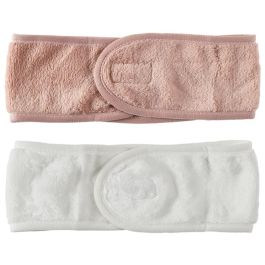 Cosmetic Club Diadema Banda de Maquillaje con Cierre de Velcro Ajustable para Limpieza y Aplicación de Maquillaje, Colores Surtidos Rosa y Blanco