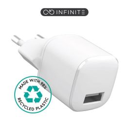 eSTUFF Cargador USB-A INFINITE 12W Blanco - 98% Plástico Reciclado para Smartphones y Tablets