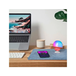 Wondee Altavoz Inalámbrico Bluetooth Mega Mush con Luz de Seta LED, Sonido Potente, Ventosa Mágica, Recargable Type-C, Rojo