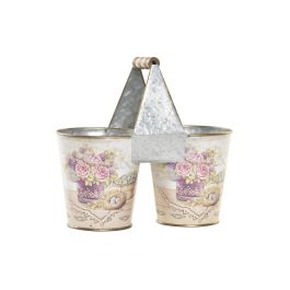 DKD Home Decor Macetero Metálico Estilo Shabby Rosa Colección Love, 23 cm Alto x 24 cm Ancho x 12 cm Largo