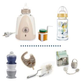 Calentador de biberon + botella de vidrio de 230 ml + botella de botella + caja de leche de leche + babero + caja de piruletas Precio: 70.78999972. SKU: S7182356