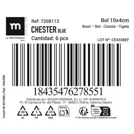 La Mediterranea Bol Snack Chester Blue 10 cm x 4 cm (24 Unidades)