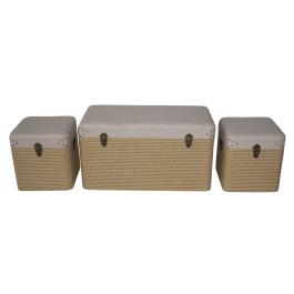 DKD Home Decor Baúl Tradicional de Madera y Poliéster Beige/Natural - Set de 3 - 80 x 40 x 44 cm Precio: 225.94999977. SKU: B1D3HMCAP6