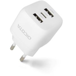 DICOTA D32069 Cargador de pared GaN 32W con 3 puertos (2 USB-A, 1 USB-C) para portátil y smartphone, negro