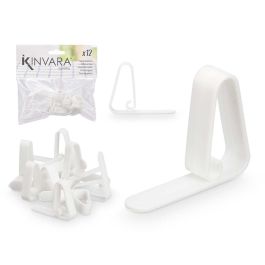 Set 12 Sujetamantel Kinvara 17x16x4.5 cm, plástico PP, blanco (24 Unidades)