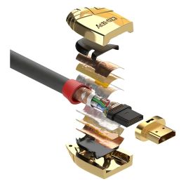 LINDY 37862 HDMI High Speed Kabel Gold Line 2m Gris Conectores HDMI Tipo A Macho