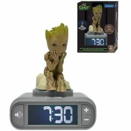 Lexibook LEX3380743104355 Despertador digital con luz nocturna Groot de Guardianes de la Galaxia y efectos de sonido