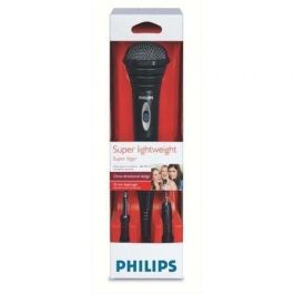 Philips SBCMD110 Micrófono Dinámico Omnidireccional con Guardavientos para Karaoke, Cable 1.5m, Conexión 3.5/6.3mm