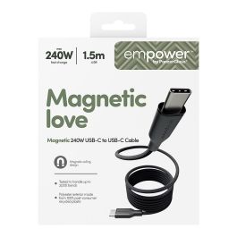 PanzerGlass empower™ Magnetic Cable USB-C to USB-C 240W 1.5m, USB 2.0, Transparente, 100% Poliéster Reciclado