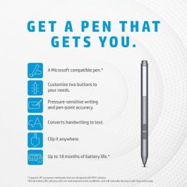 HP MPP 1.51 Pen Lápiz Táctil con Dos Botones Personalizables y Larga Duración de Batería