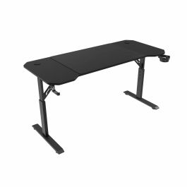Mars Gaming Mesa Ergo 140x60 cm Black MGDERGO140 - Fibra de Carbono, Acero, Soporte para Cascos, Botellas, Gestión de Cables