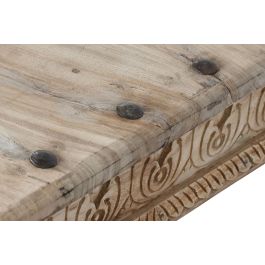 DKD Home Decor Mesa Centro Natural Madera Maciza Tallada 150x90x45 cm