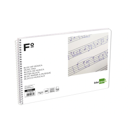 Liderpapel Bloc música pentagrama 3mm folio apaisado 100 g/m2 20 hojas