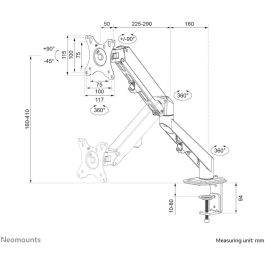Neomounts DS70-700BL1 Brazo de Monitor Full-Motion para Pantallas de 17-27" hasta 7kg