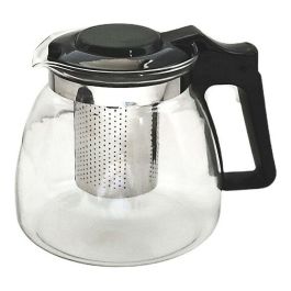 Vivalto Tetera de Cristal 900 ml, 16x12.5x12.5 cm, Plata/Negro/Transparente (12 Unidades)