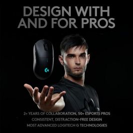 Logitech PRO Wireless Ratón Gaming Inalámbrico LIGHTSPEED para Esports, Sensor Óptico HERO, 1ms, Alto Rendimiento, Color Negro