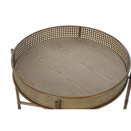 DKD Home Decor Mesita Auxiliar de Metal estilo Balines en Color Natural 59 cm Ancho x 59 cm Profundidad x 50 cm Alto