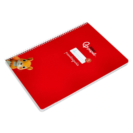 Liderpapel Cuaderno Pautaguía Espiral A4 Tapa Dura 80 Hojas 90 gr Cuadro Pautado 3mm Rojo