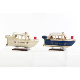 DKD Home Decor Vehículo Decoración Vintage Metal Azul Blanco 10.5x14x27 cm Set de 2 Unidades