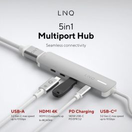Hub USB Linq Byelements LQ49051 Blanco Gris