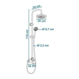 ROUSSEAU Columna de ducha Timaru con grifo monomando mecánico, cromo. Cabezal Ø 200mm, ducha mano 3 chorros, flexible 1.50m, 150mm entre centros.