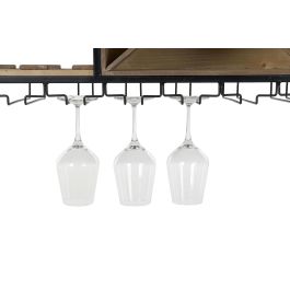 DKD Home Decor Botellero Vintage Cottage 3 Estantes Natural Negro Abeto Metal 24 x 44 x 80 cm