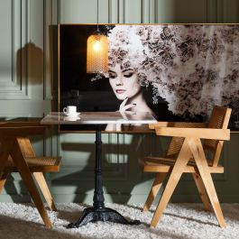 Mesa Auxiliar Blanco-Negro Metal-Mármol 70 X 70 X 71 cm