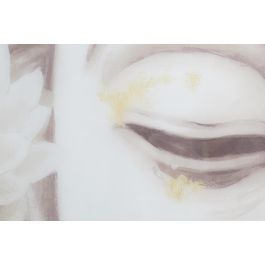 DKD Home Decor Cuadro Oriental Beige Amarillo Aluminio Cristal Buda 120 x 4 x 80 cm (2 Unidades)