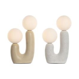Lampara Sobremesa Urban DKD Home Decor Beige Blanco 11 x 31 x 20 cm (2 Unidades)