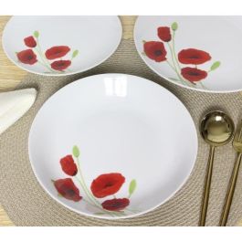 Servicio de mesa de porcelana de 18 piezas Amapola roja y blanca Servicio de mesa de porcelana de 18 piezas Amapola roja y blanca