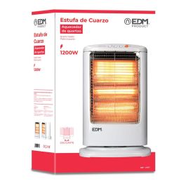 Edm Estufa de Cuarzo Oscilante ref. 00128 - 400/800/1200W, Antivuelco, 3 Barras, 33x23x48cm