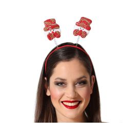 Diadema Navidad Muñecos Nieve Rojo Blanco Mujer Adulto. Accesorio con Gorritos Navideños para Fiestas, Cenas y Fotos Familiares