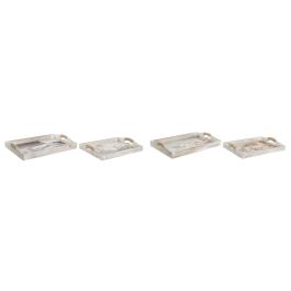 DKD Home Decor Bandeja Decorativa Oriental de Madera MDF Multicolor, 40x30x6 cm, Juego de 2 Bandejas, Diseño Surtido