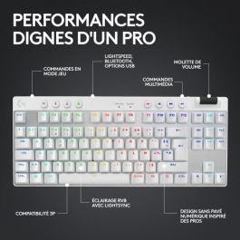 Teclado para juegos - inalámbrico - LOGITECH G - G Pro X TKL Lightspeed - USB - AZERTY - Blanco