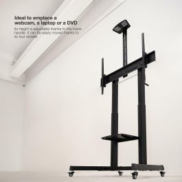 TooQ FS20406HM-B Soporte de Suelo con Ruedas para TV 60-100 Pulgadas, 130 kg, Ajustable en Altura, Negro