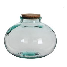 Mica Decorations Bote de Cristal Decorativo Olly, Ø29x23cm, Cristal/Corcho