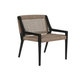 DKD Home Decor Silla Boho de Teca y Fibra Negro 62 x 72 x 65 cm DKD Home Decor Silla Boho de Teca y Fibra Negro 62 x 72 x 65 cm