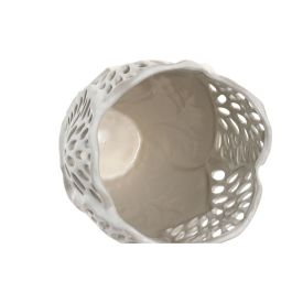 DKD Home Decor Jarrón Shabby de Cerámica Blanco 23 x 36 x 23 cm con Detalle de Hoja