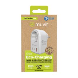 muvit for change enchufe 2 Tipo C 20W + 1 USB blanco
