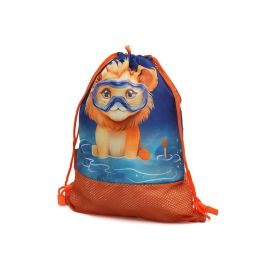 KioKids Bolsa de Playa y Mochila Infantil Animales Naranja Safari fun 5L Transpirable para Sacudir Arena +0 Meses