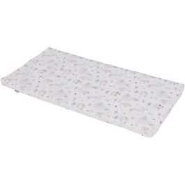 Tineo Colchón nómada Globos para Bebé 120x60x4 cm Blanco. Colchoneta de viaje extraíble con base aislante y funda con asa.