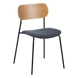 Silla Natural-Azul Tejido-Metal Salón 49 X 53 X 80 cm