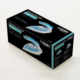 Edm Plancha de Vapor de Viaje 1100W, Doble Voltaje, Asa Plegable, Depósito 80ml, Base Antiadherente, Blanco/Azul Edm Plancha de Vapor de Viaje 1100W, Doble Voltaje, Asa Plegable, Depósito 80ml, Base Antiadherente, Blanco/Azul