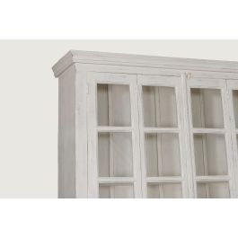 DKD Home Decor Vitrina Balines de Teca y Mango Blanca Decapé 270x43x244 cm con 8 Puertas y 6 Estanterías