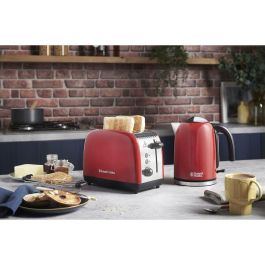 Russell Hobbs 26554-56 Tostador Colours Plus Rojo con Tueste Rápido, Función Levantar y Ver y Calientapanecillos