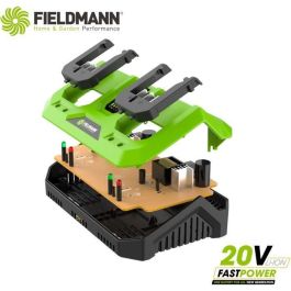 Fieldmann FIE8590669303960 - Cargador Doble para Baterías 20V - Carga Rápida 2 Ah en 60 min, Compatible con 2 Ah y 4 Ah