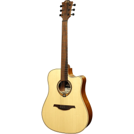 LAG Guitarra Acústica Dreadnought Cutaway A/E Tramontane 88 - Natural Abeto Engelmann Macizo Khaya Bronce Stage LAG