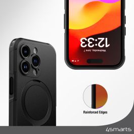 4Smarts Defend Case Carcasa Rígida Negra para Apple iPhone 15 Plus con Soporte y MagSafe, Protección contra Caídas