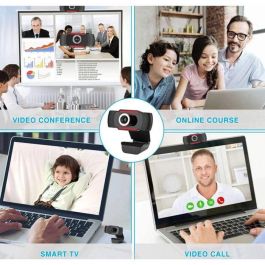 Techly Cámara Web Full HD 1080p 25 FPS con Micrófono Reducción Ruido, USB 2.0, Plug & Play y Base Ajustable para Videoconferencias